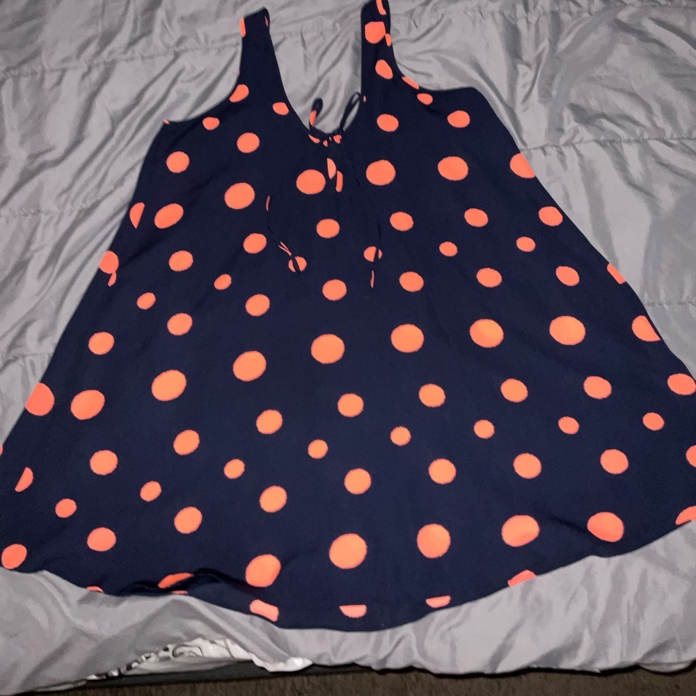 *3/30 ❤️ Soprano Navy and Orange Polka Dot Dress